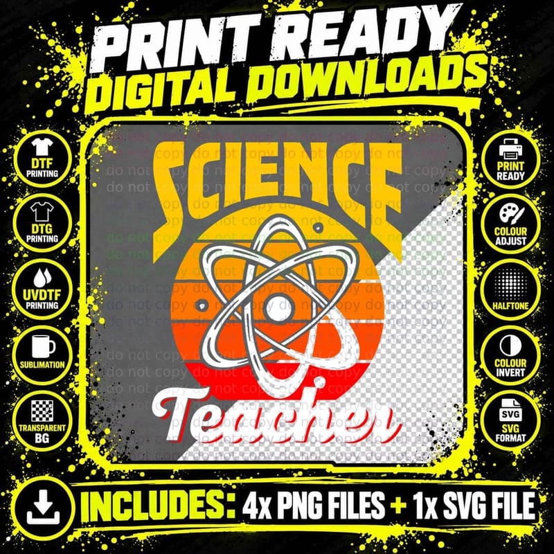 Science Teacher School Classes Children Teaching T-Shirt Png SVG Digital Bundle