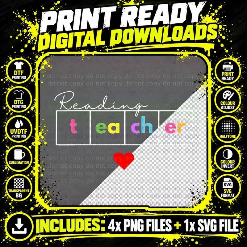 Science of Reading Teacher T-Shirt Png SVG Digital Bundle