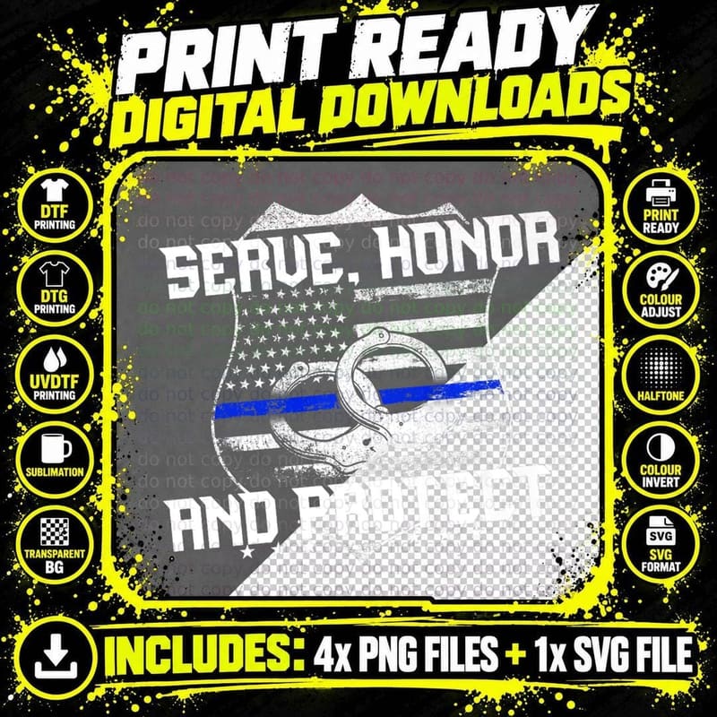 Serve Honor and Protect Is My Jam Officer Police T-Shirt Png SVG Digital Bundle