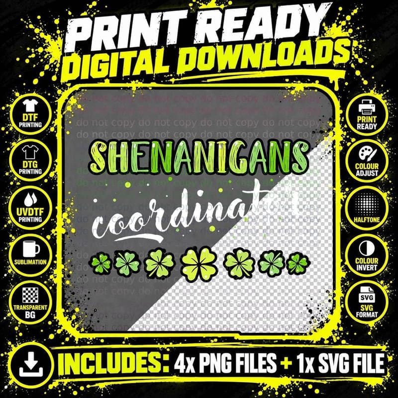 Shenanigans Coordinator Funny Teacher St Patrick's Day Png SVG Digital Bundle