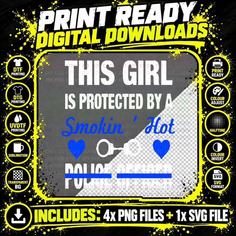 Smokin Hot Police Officer Funny Police Wife Girlfriend Png SVG Digital Bundle