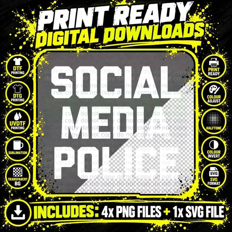 Social Media Police T-Shirt Funny Saying Sarcastic Png SVG Digital Bundle