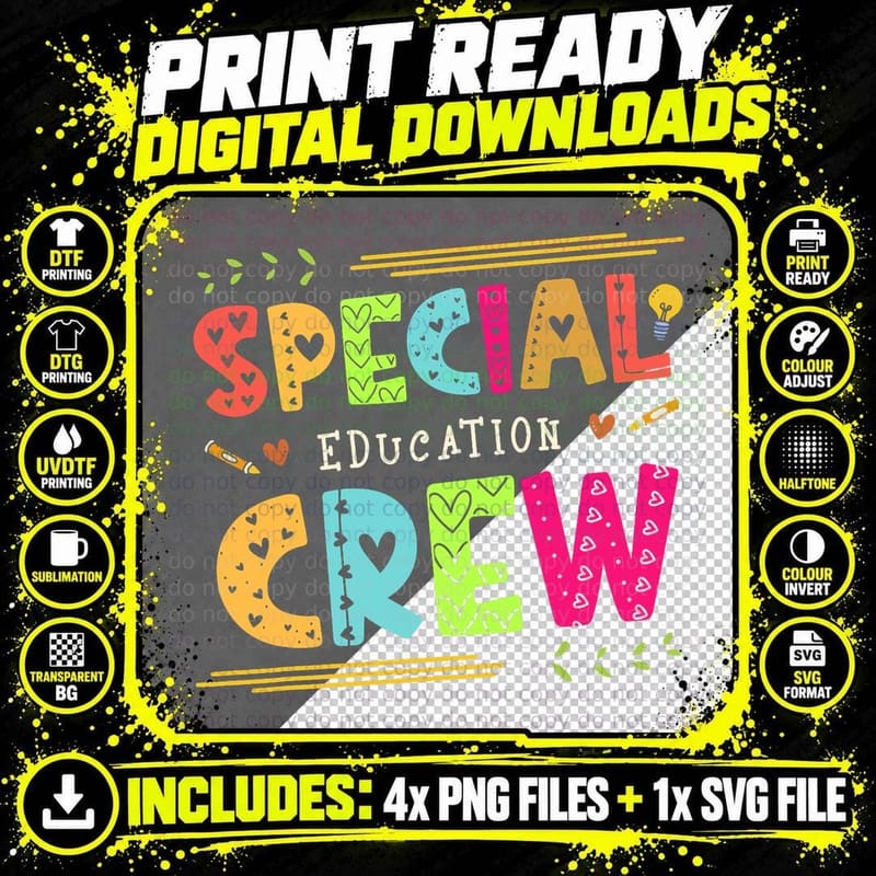Special Education Crew - Teacher Special Education Png SVG Digital Bundle