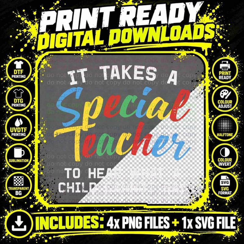 Special Education Teacher Cute Autism Awareness Gift Png SVG Digital Bundle