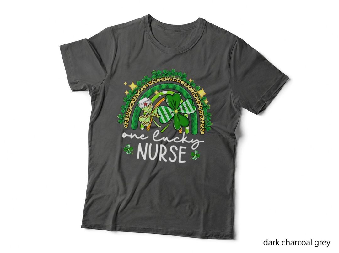 St Patricks Day Leopard Rainbow Shamrock One Lucky Nurse T-Shirt