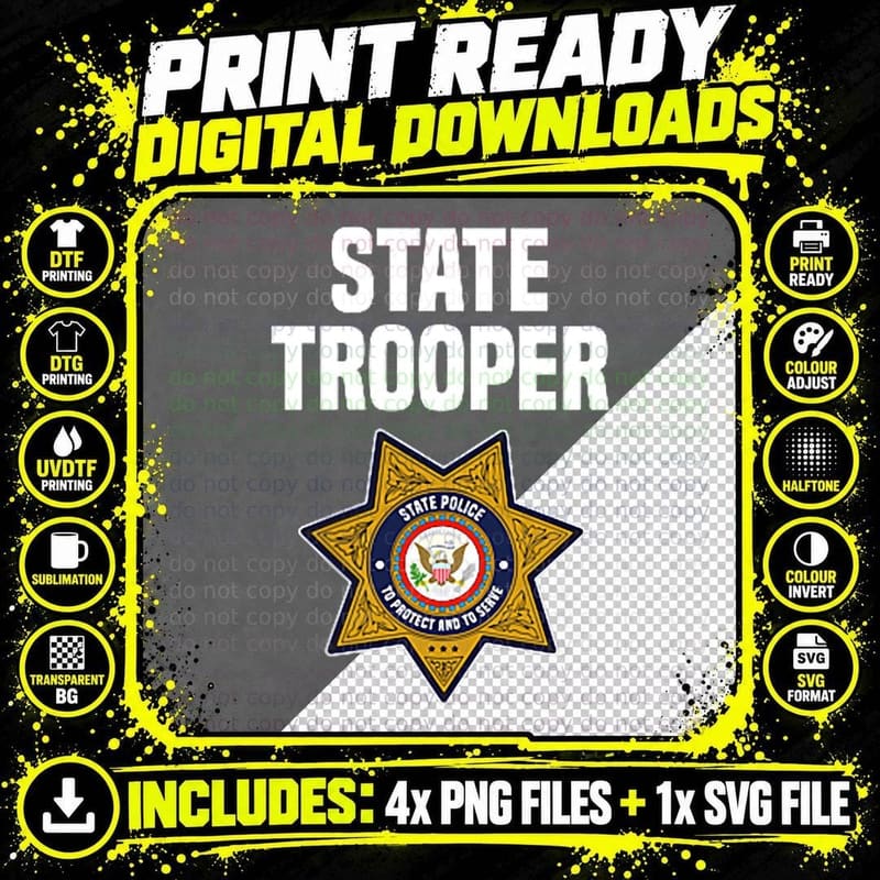 State Trooper Highway Patrol Police Officer Uniform Png SVG Digital Bundle