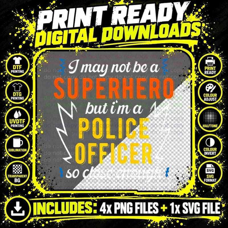Superhero & Police Officer T-Shirt, Law Enforcement Tee Png SVG Digital Bundle