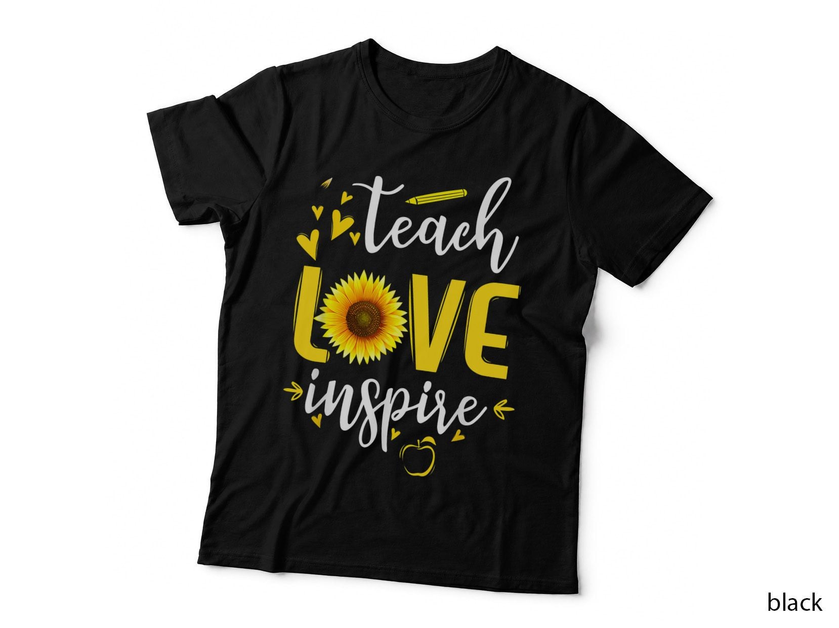 Teach Love Inspire Cute Sunflower Teacher Appreciation T-Shirt