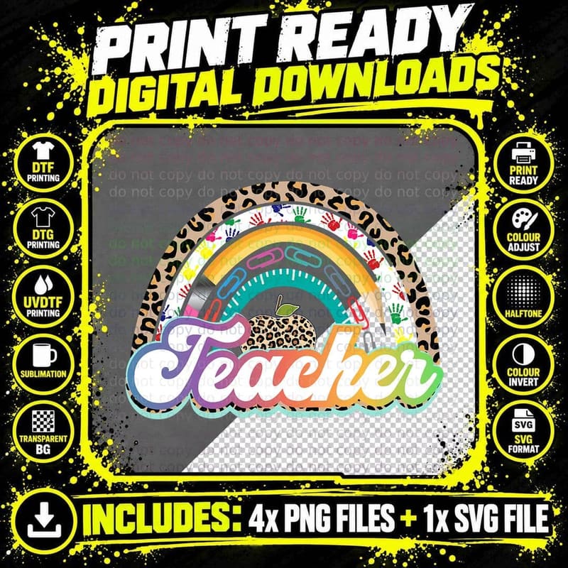 Teacher Life Rainbow Teacher Shirts for Women Best Png SVG Digital Bundle
