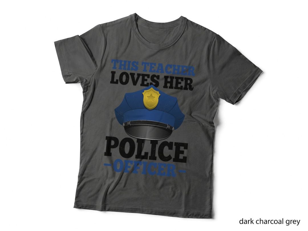 Teacher Loves Police Officer Hat Girlfriend Couple Cop Wife T-Shirt