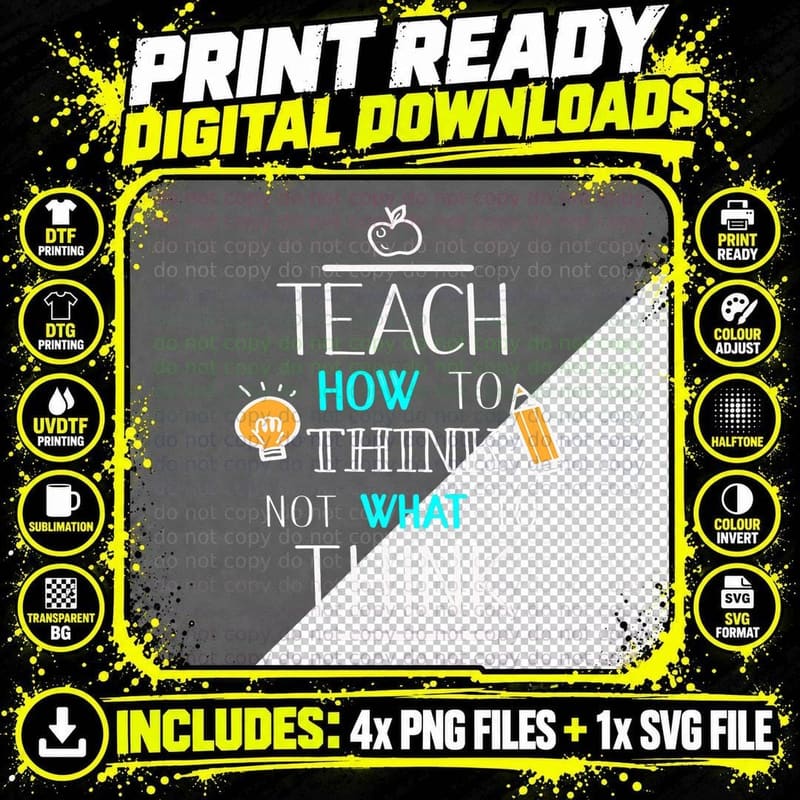 Teacher Teach Think Quotes Science with Sayings T-Shirt Png SVG Digital Bundle