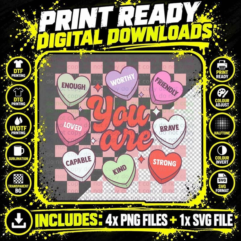 Teacher Valentines Day Candy Heart T-Shirt Png SVG Digital Bundle