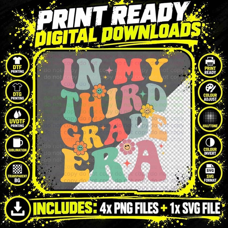 Teacher in My Third Grade Era Back to School Png SVG Digital Bundle