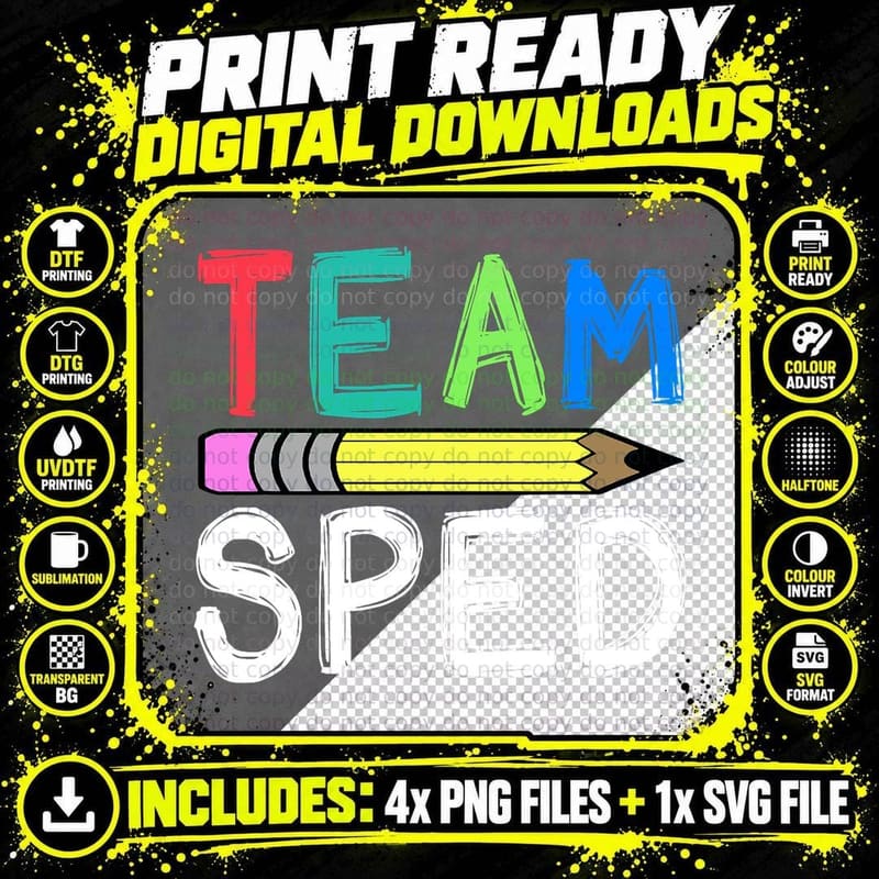Team Sped Special Education Teacher T-Shirt Png SVG Digital Bundle