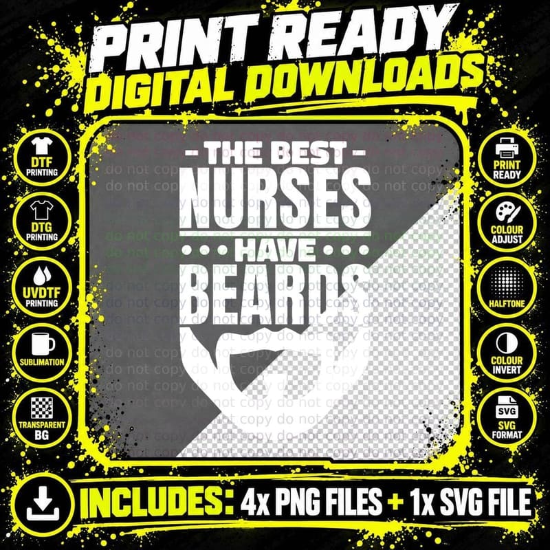 The Best Nurses Have Beards, Nursing Student and Nurse Png SVG Digital Bundle