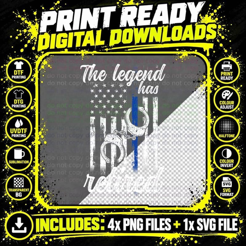 The Legend Has Retired Police Officer Retirement Vintage Png SVG Digital Bundle