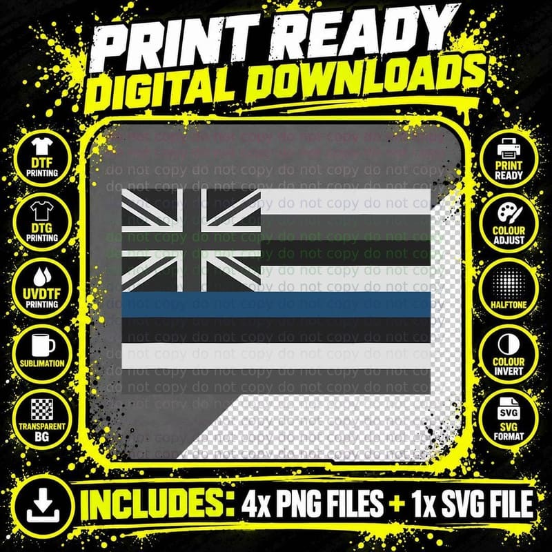 Thin Blue Line Hawaii Police Hawaiian Flag Police Gift Png SVG Digital Bundle