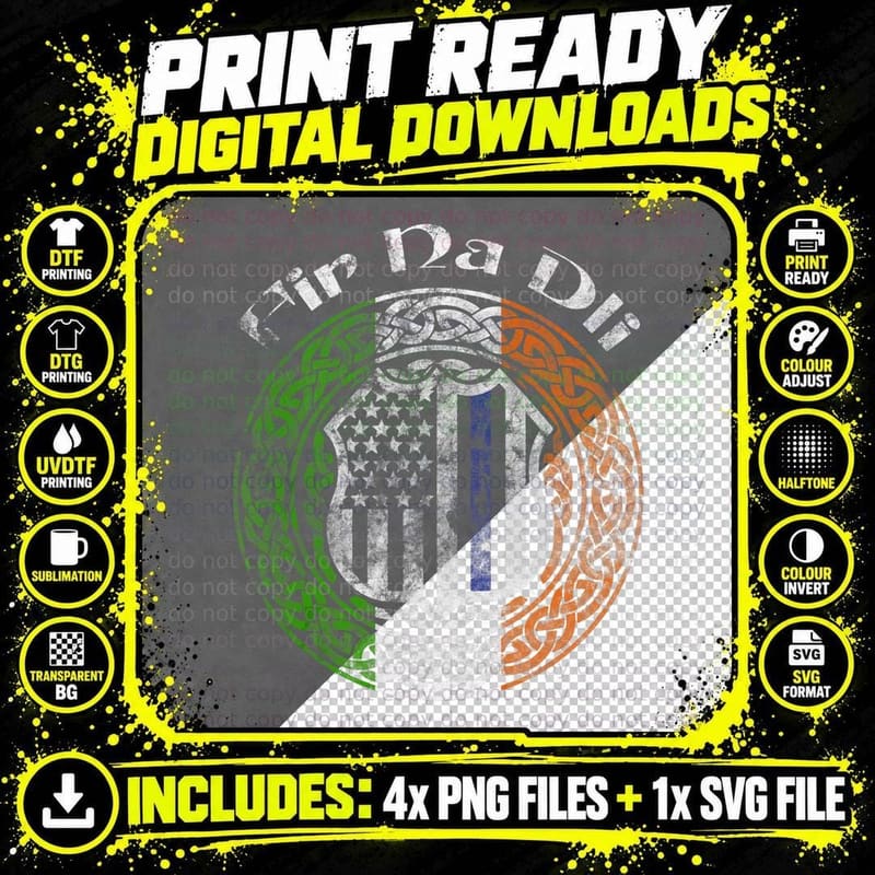 Thin Blue Line Shirt Fir Na Dli Irish Police T-Shirt Png SVG Digital Bundle