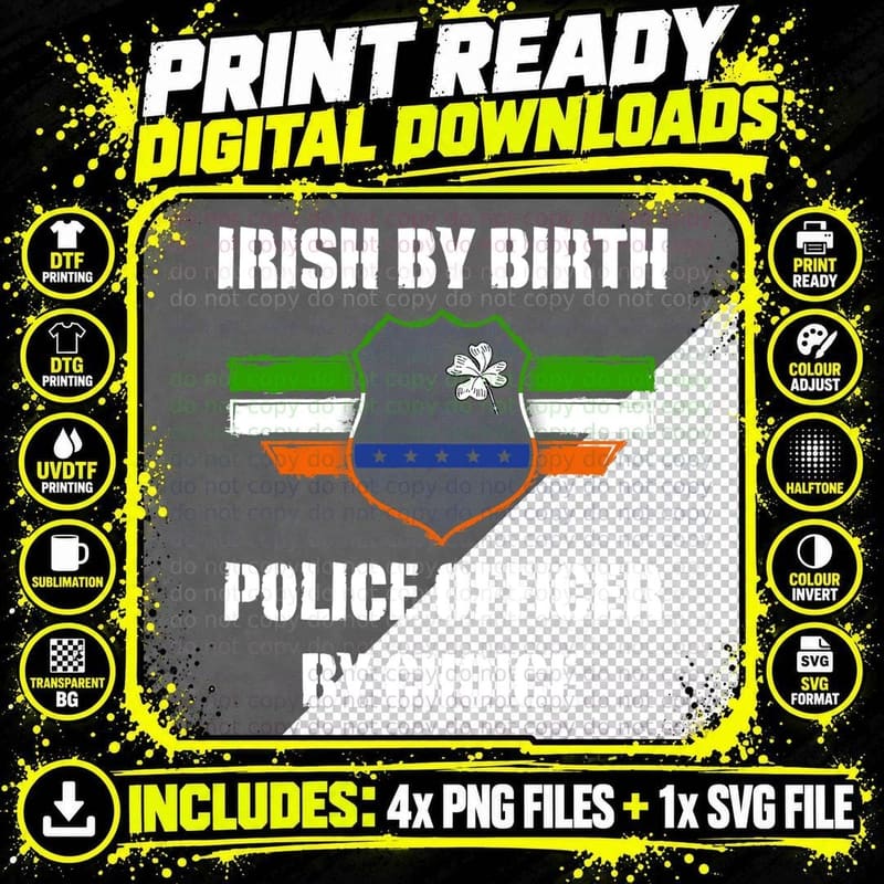 Thin Blue Line Shirt Irish Police T-Shirt Png SVG Digital Bundle