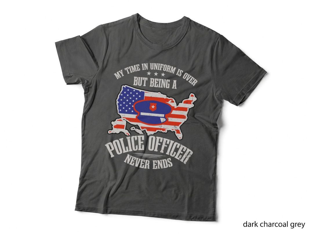 Time in Uniform Over Retired Design 4th July Police Officer T-Shirt