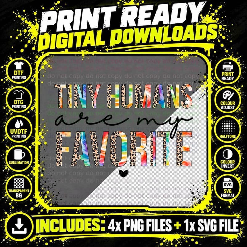 Tiny Humans Are My Favorite Leopard Back to School Png SVG Digital Bundle