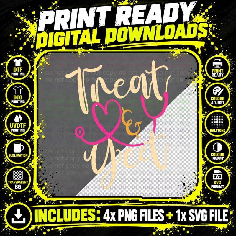 Treat and Yeet Emergency Nurse CNA RN Medicine Nursing Png SVG Digital Bundle
