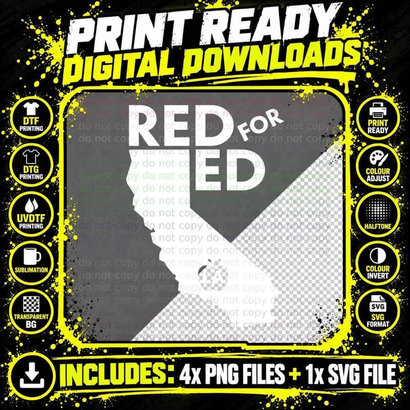 UTLA Red for Ed United Teacher Los Angeles Protest T Png SVG Digital Bundle