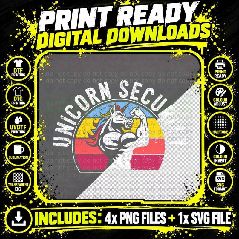 Unicorn Security Funny Costume Police Safety Guard Png SVG Digital Bundle