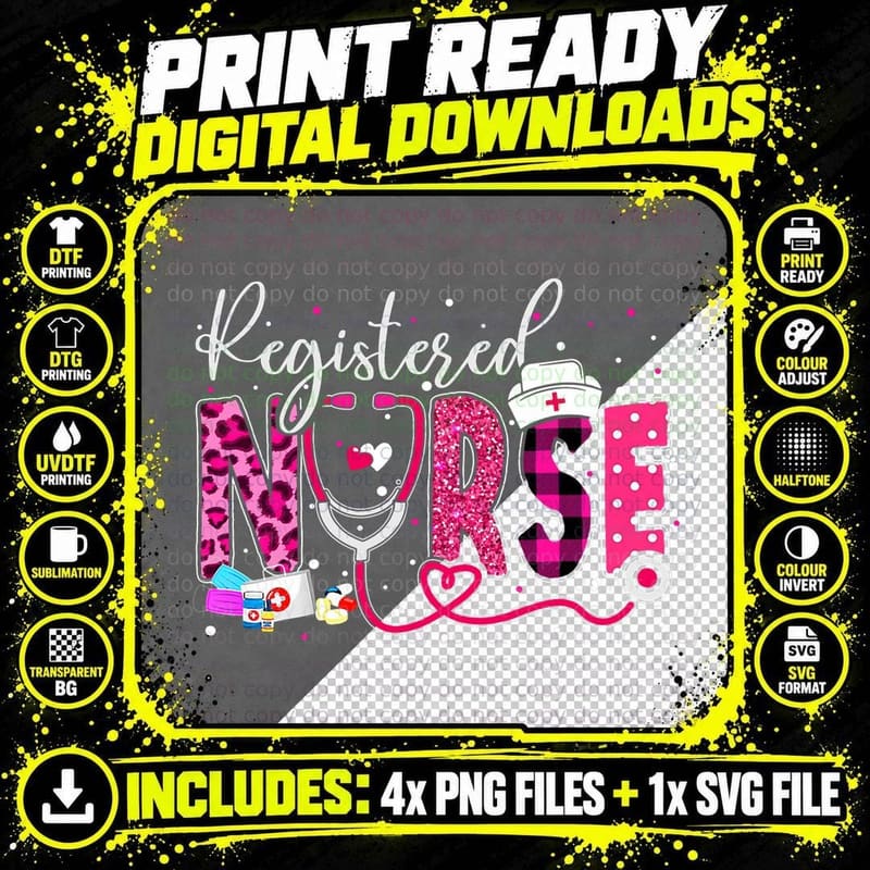 Valentines Day for Registered Nurse Leopard Plaid Lady Png SVG Digital Bundle