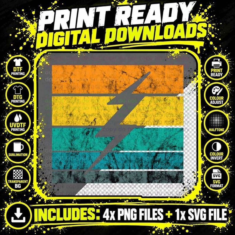 Vintage Retro Electrician Power Current Electrical Png SVG Digital Bundle