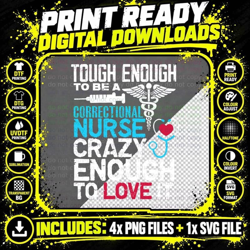 Vintage Touch Enough to Be a Correctional Nurse T-Shirt Png SVG Digital Bundle