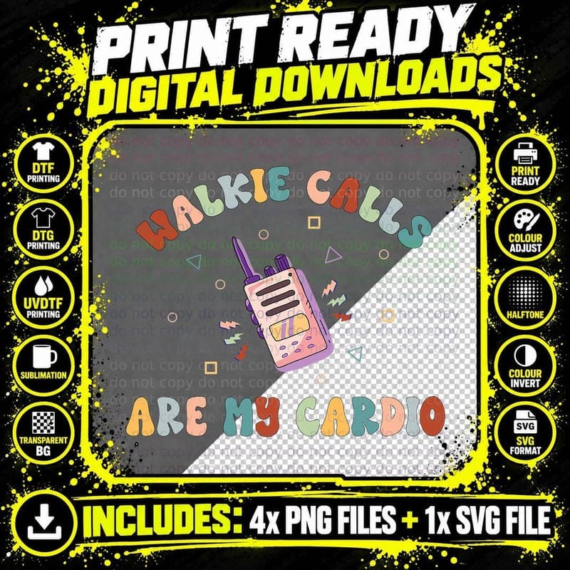 Walkie Calls Are My Cardio Special Education Teacher Png SVG Digital Bundle
