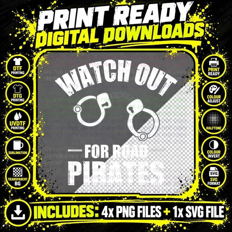 Watch Out for Road Pirates - Vintage Police Officers Png SVG Digital Bundle