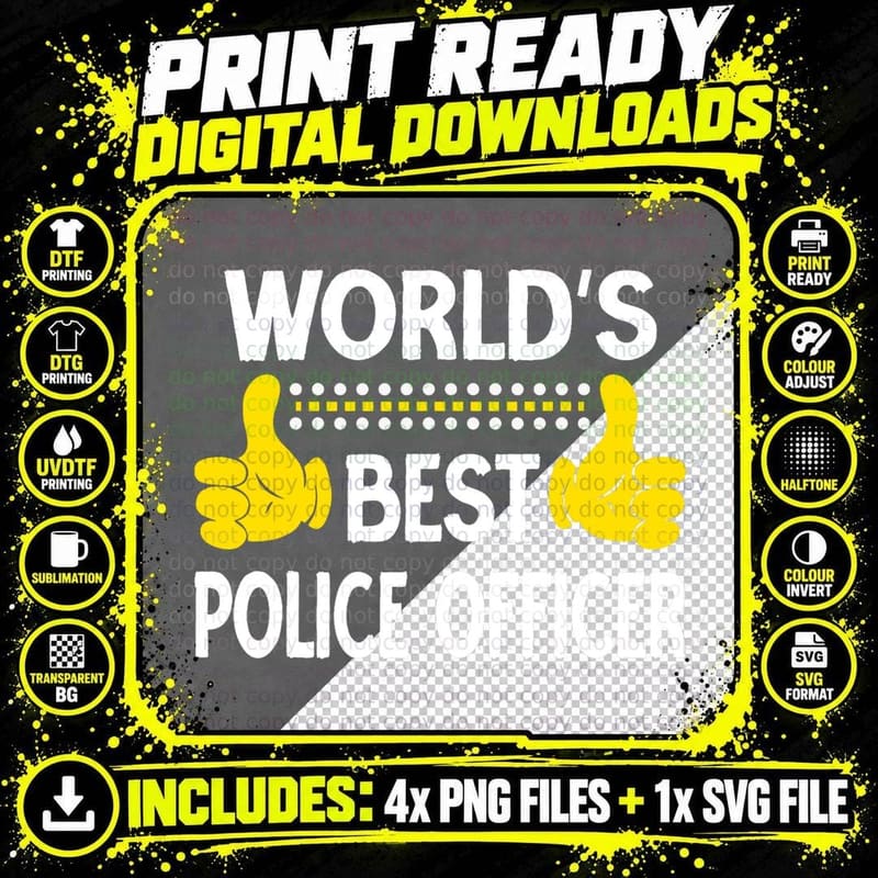 World's Best Police Officer Job Title Police Officer Png SVG Digital Bundle