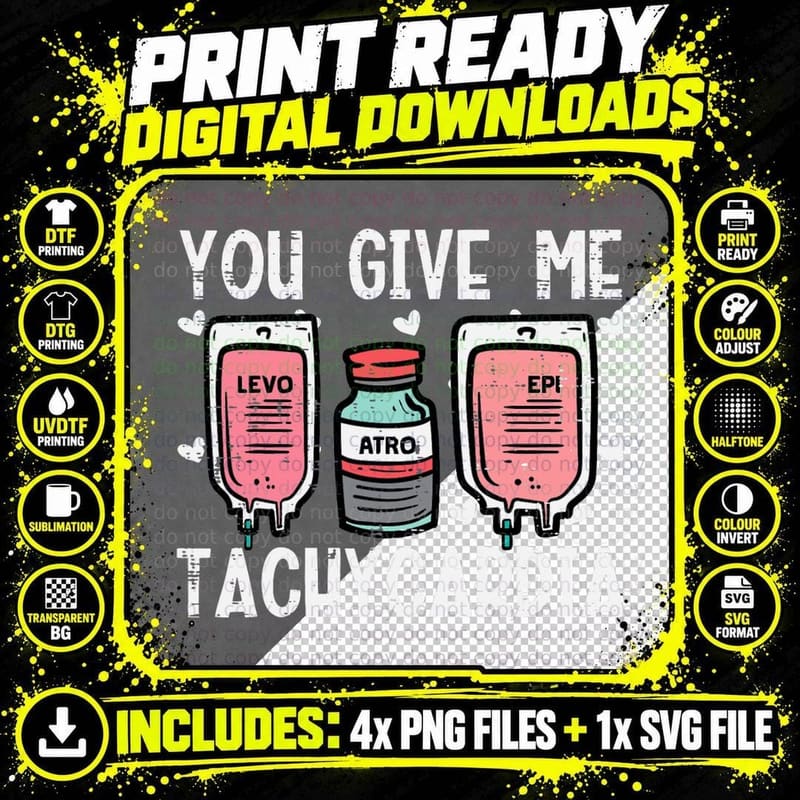 You Give Me Tachycardia Nurse Valentines Day Scrub Top Png SVG Digital Bundle