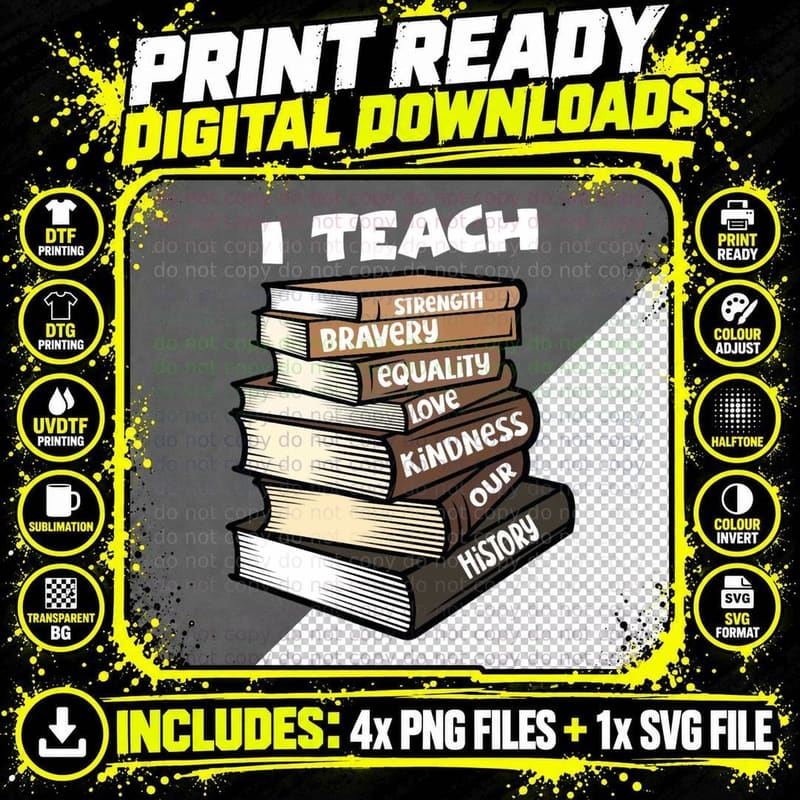 Black History African American Educator Teacher I Teach Png SVG Digital Bundle