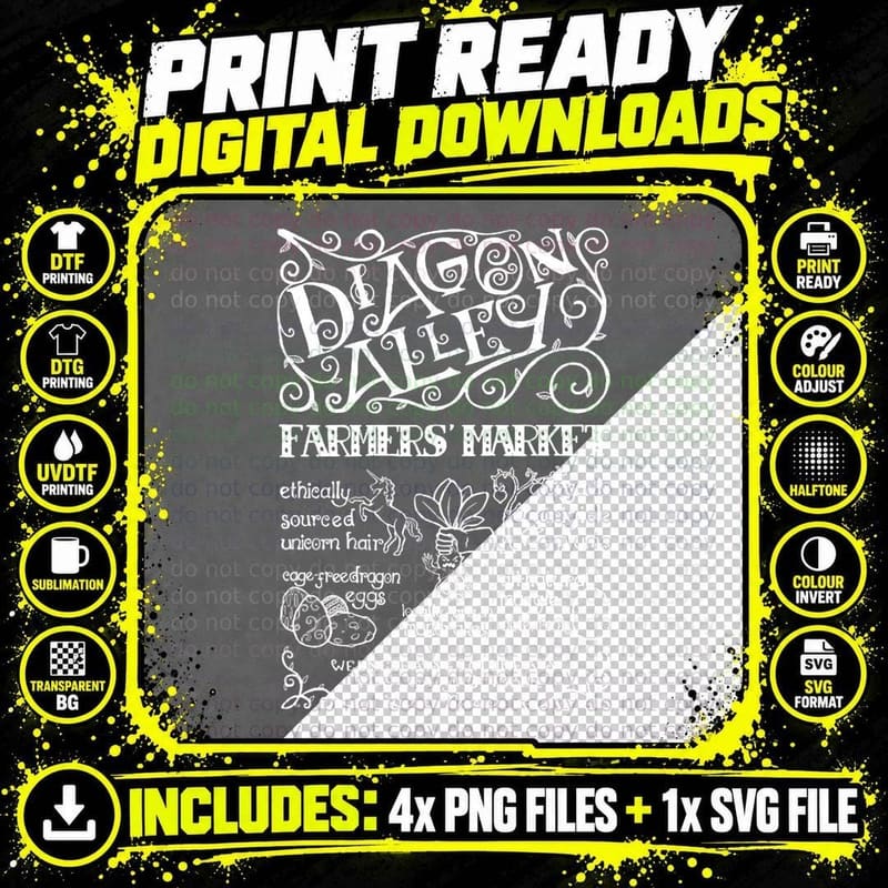 Diagon Alley Farmer's Market T-Shirt Png SVG Digital Bundle
