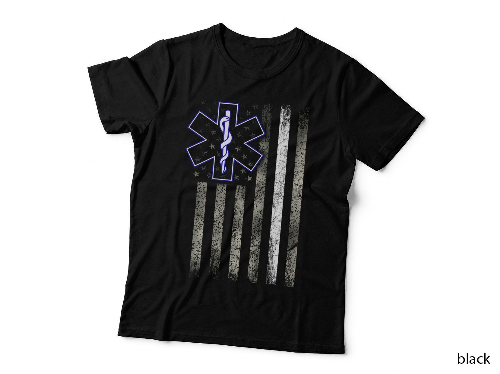 EMS EMT Paramedic - US Flag Thin White Line - Patriotic T-Shirt