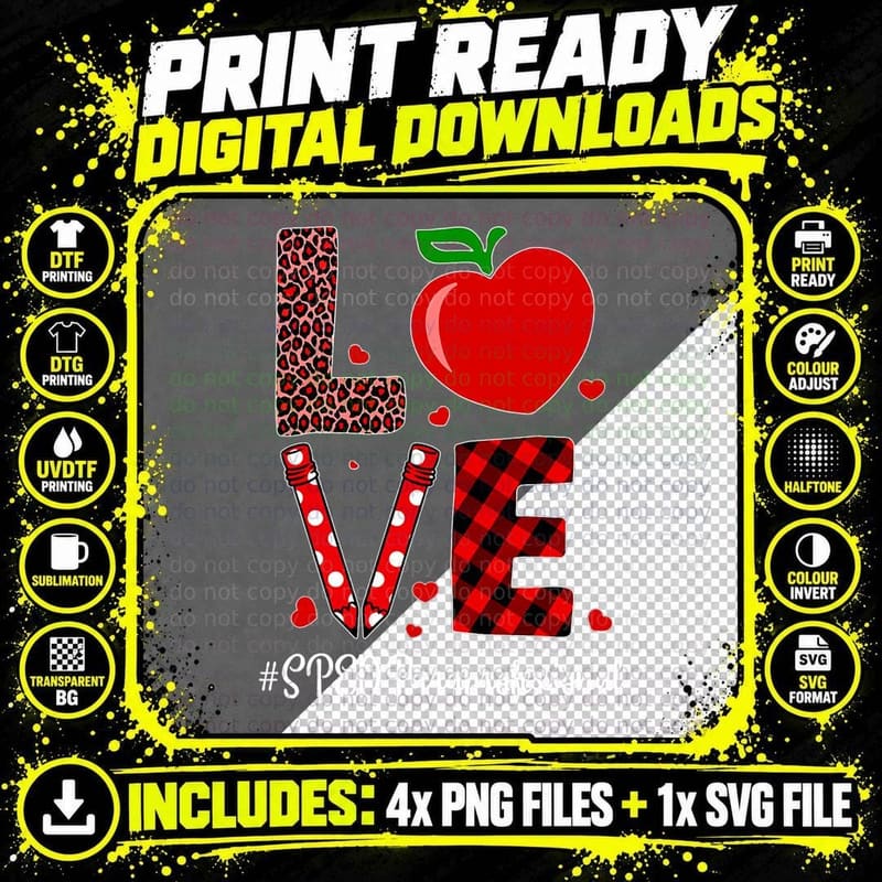 Love SPED Paraprofessional Costume Teacher 2021 Gift Png SVG Digital Bundle