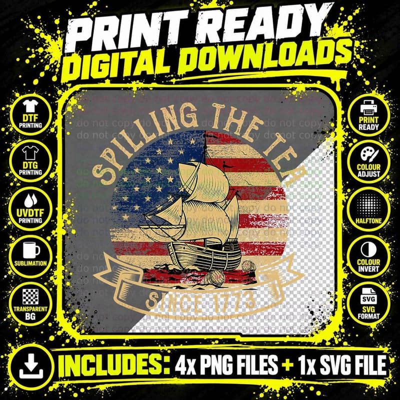 Spilling the Tea Since 1773 American History Teacher Png SVG Digital Bundle