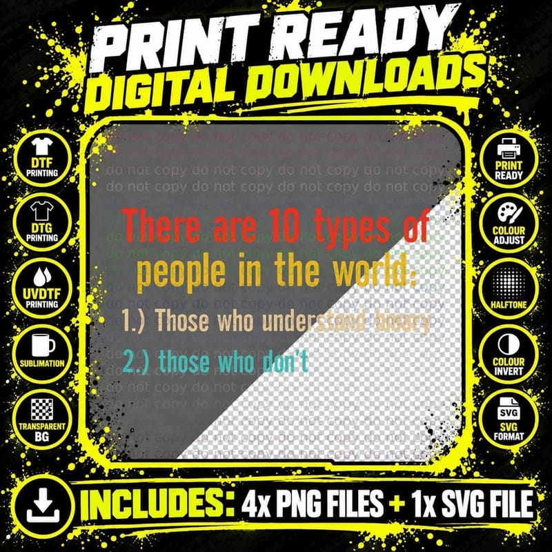 Ten Types of People Understand Binary Math Teacher Joke Png SVG Digital Bundle