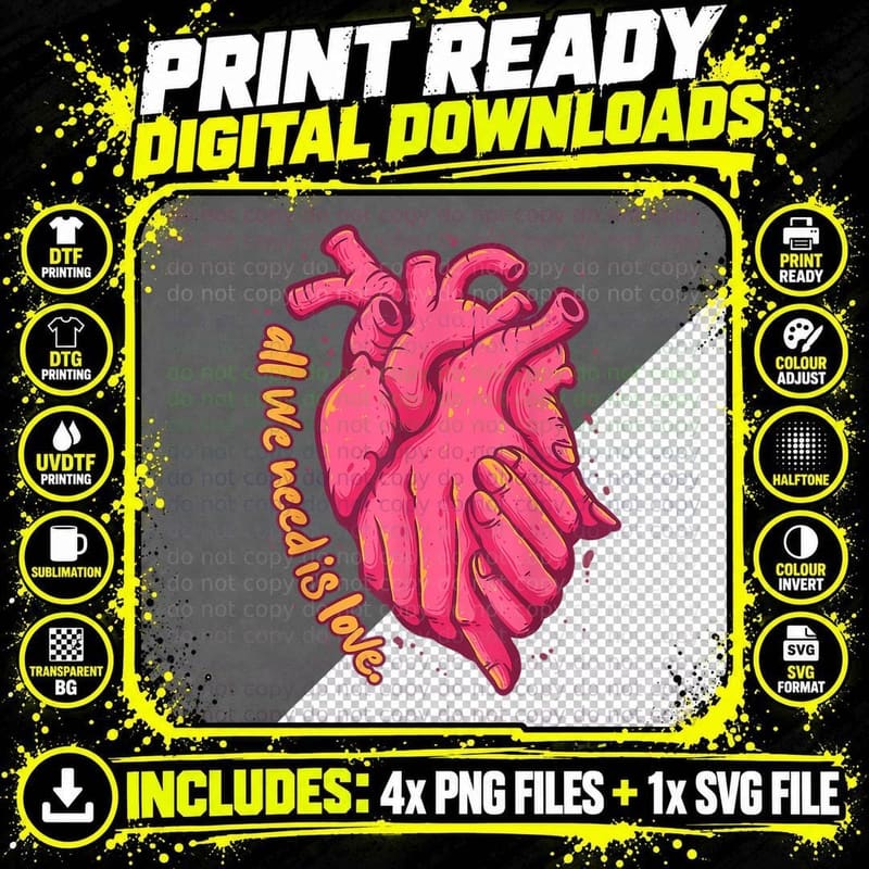 All We Need Is Love Heart Anatomy Cardiologist Heart Png SVG Digital Bundle