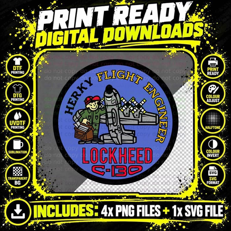 C-130 Hercules Flight Engineer T-Shirt Png SVG Digital Bundle