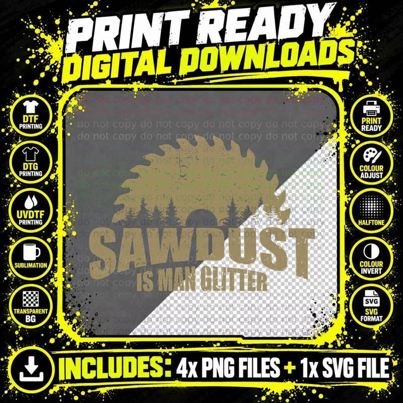 Carpenter Sawdust Is Man Glitter Woodworking Art Png SVG Digital Bundle
