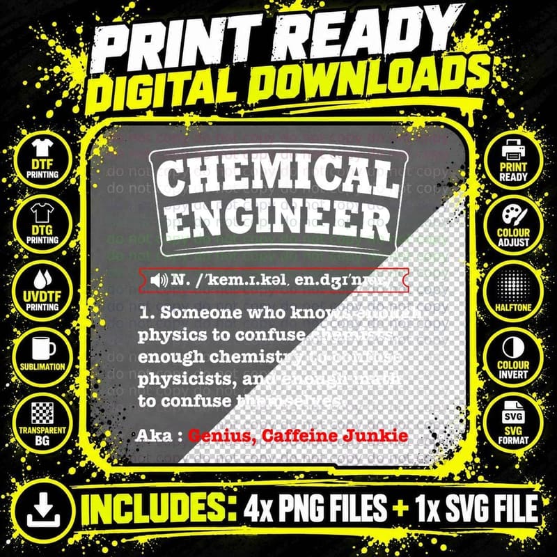 Chemical Engineer Gifts - Chemical Engineer Definition Png SVG Digital Bundle