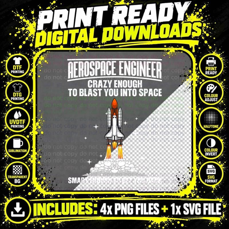 Cool Aerospace Engineer Art for Men Women Aeronautical Png SVG Digital Bundle