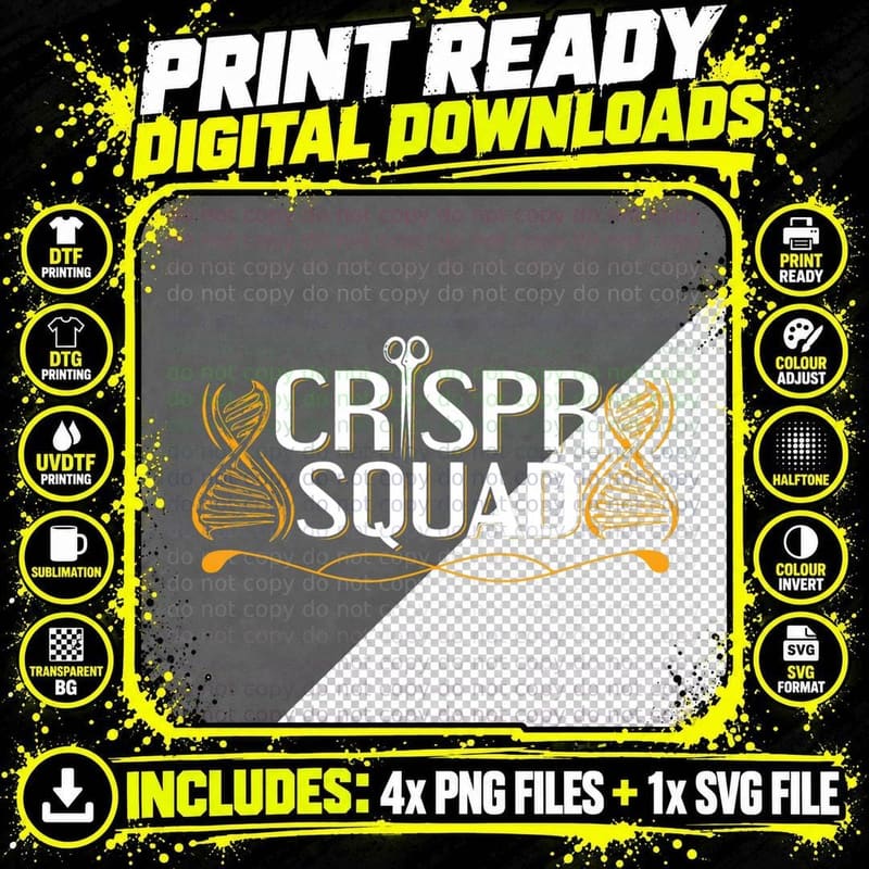 Crispr Squad Design for a Crispr Genetic Engineer T-Shirt Png SVG Digital Bundle