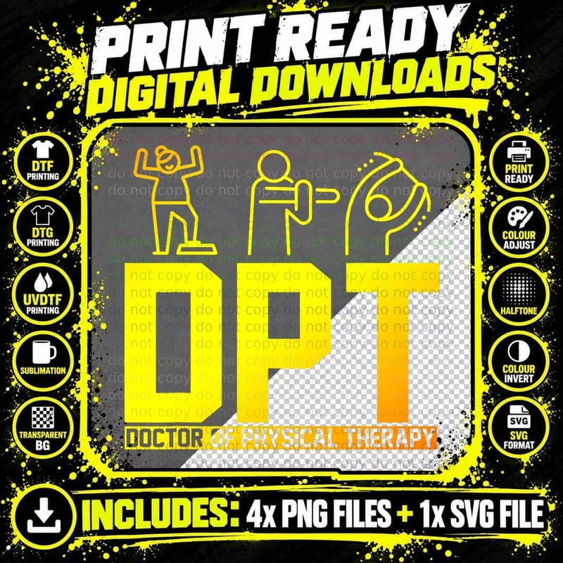 DPT Doctor of Physical Therapy PTA Gift Physical Therapy Png SVG Digital Bundle