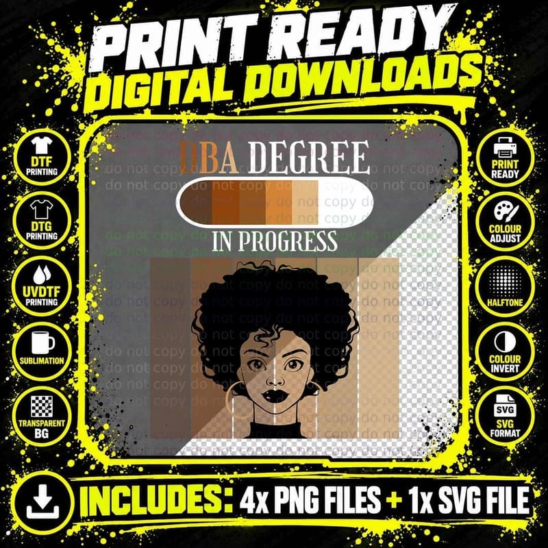 Doctor of Business Administration DBA in Progress Black Png SVG Digital Bundle
