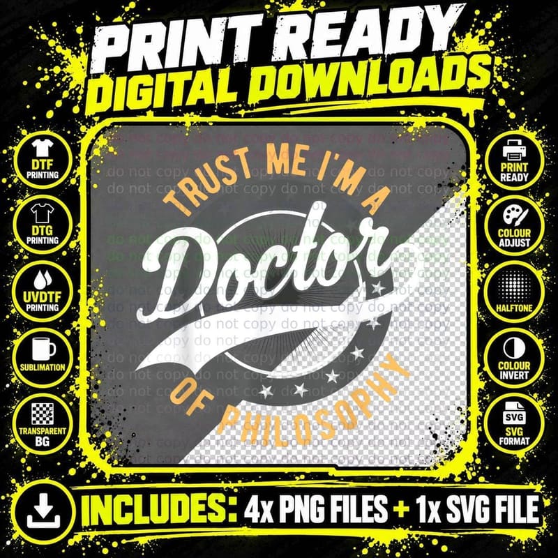 Doctor of Philosophy Doctoral Phd Doctorate Graduates Png SVG Digital Bundle